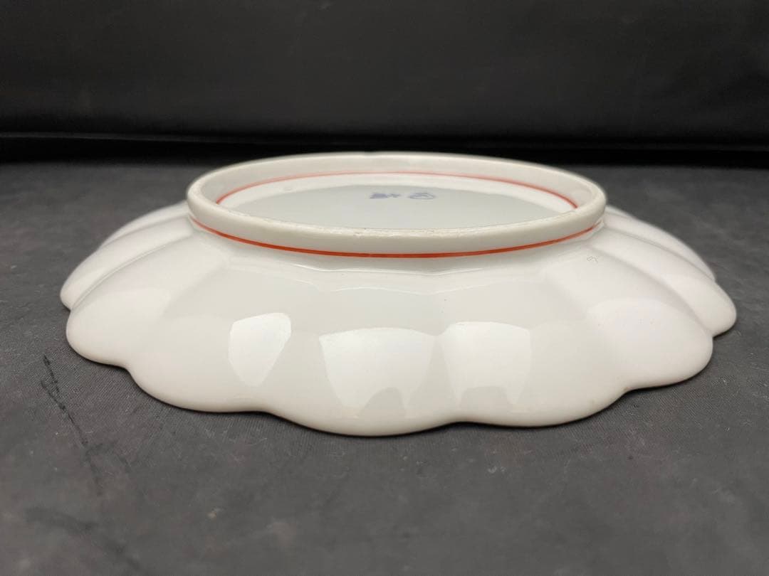 有田焼　陶扇　錦絵　金彩色絵　銘々皿　5枚　菊割皿