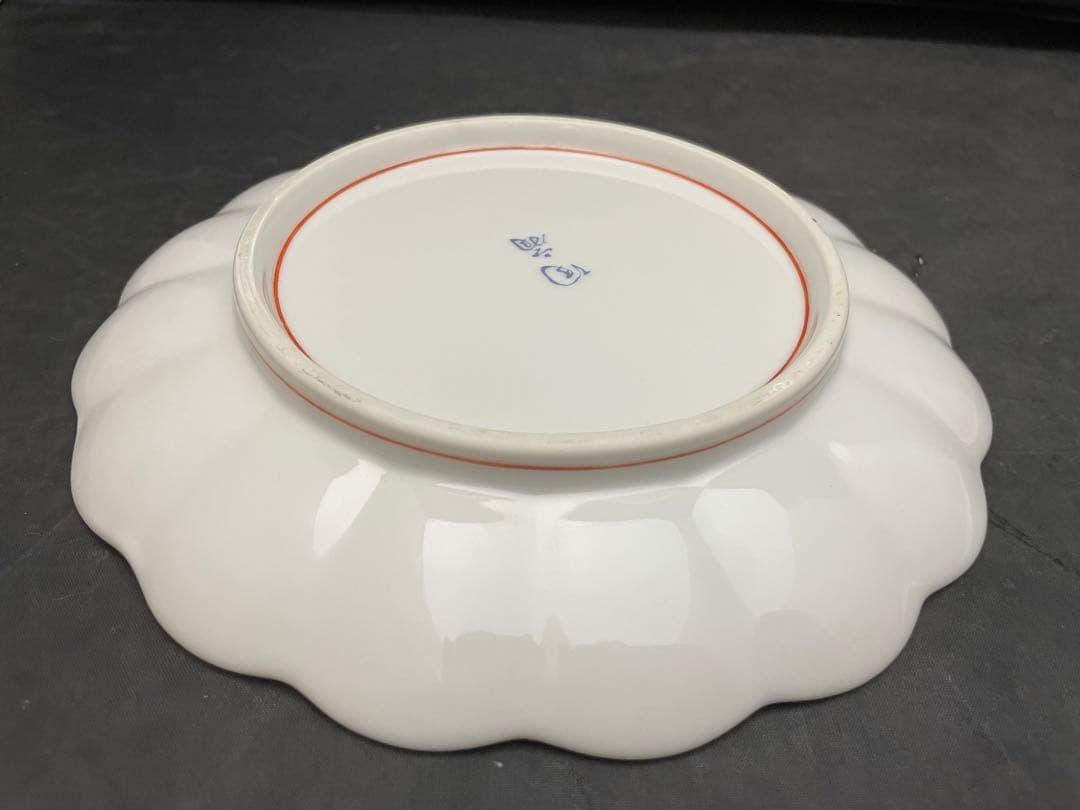 有田焼　陶扇　錦絵　金彩色絵　銘々皿　5枚　菊割皿