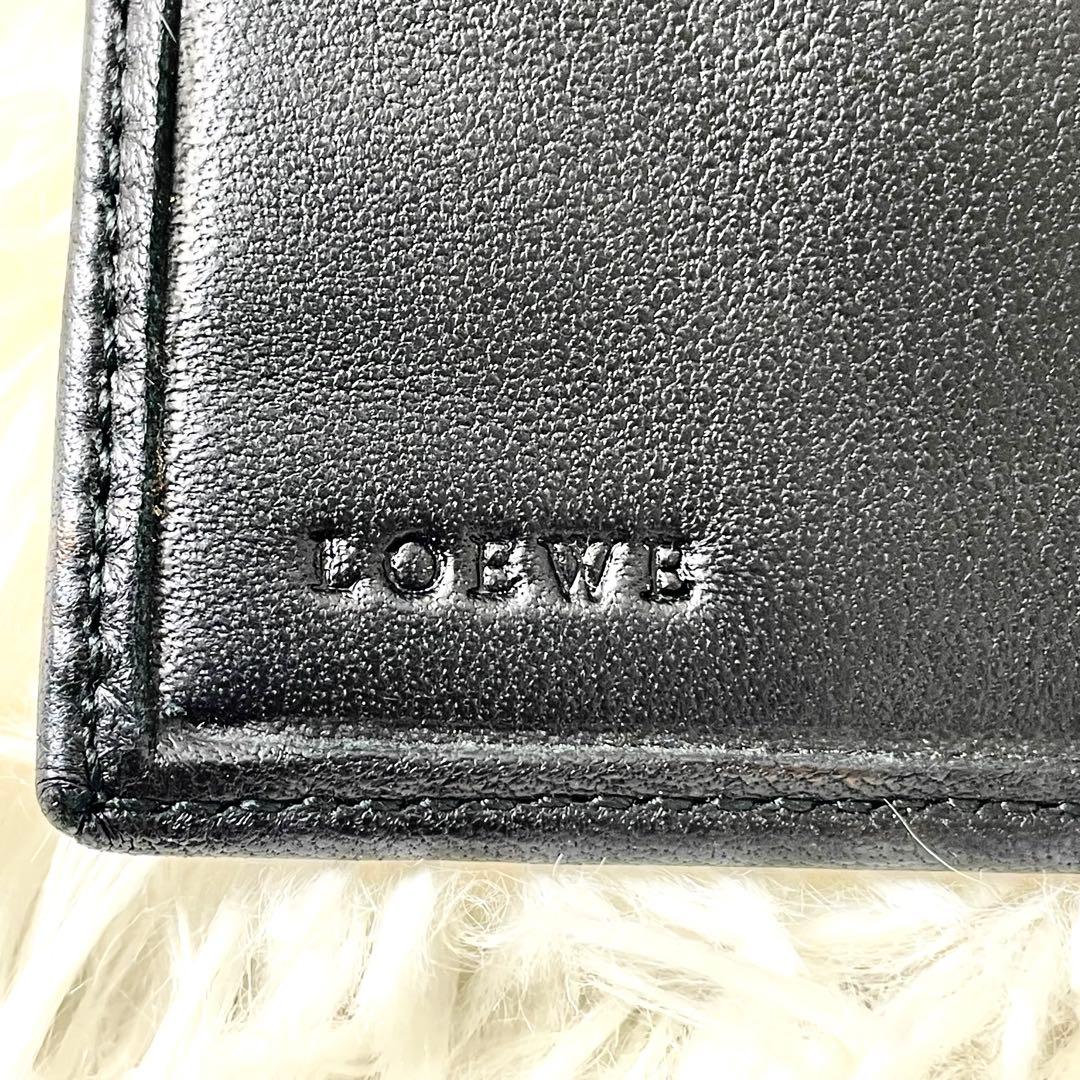 ロエベ　LOEWE 長財布　折り財布　シープスキンレザー　ブラック　黒