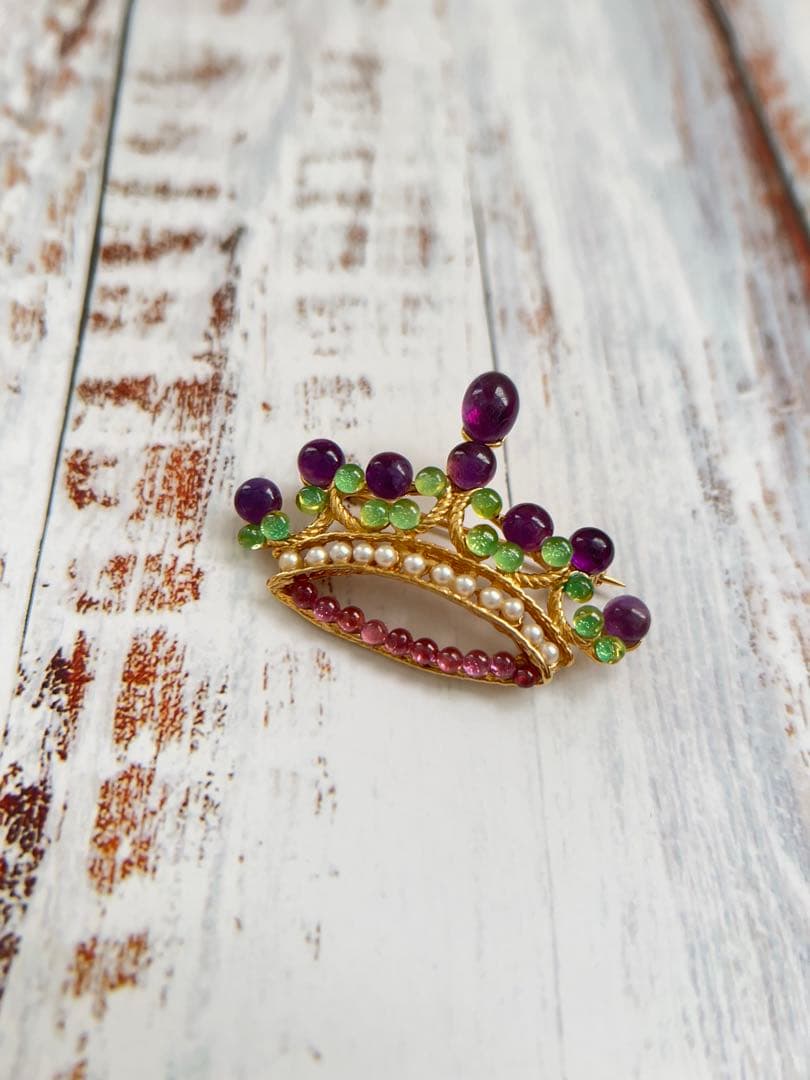 【Swoboda】スワボダ　ブローチ　王冠　クラウン　ティアラ　アメジスト