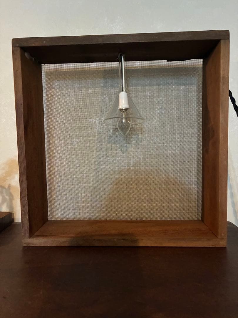 古道具 ライト 置き型 照明 古材 シャビー 木箱 漏斗 古雑貨