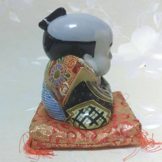 福助人形　九谷焼　在銘　金彩　陶器製　ミ10