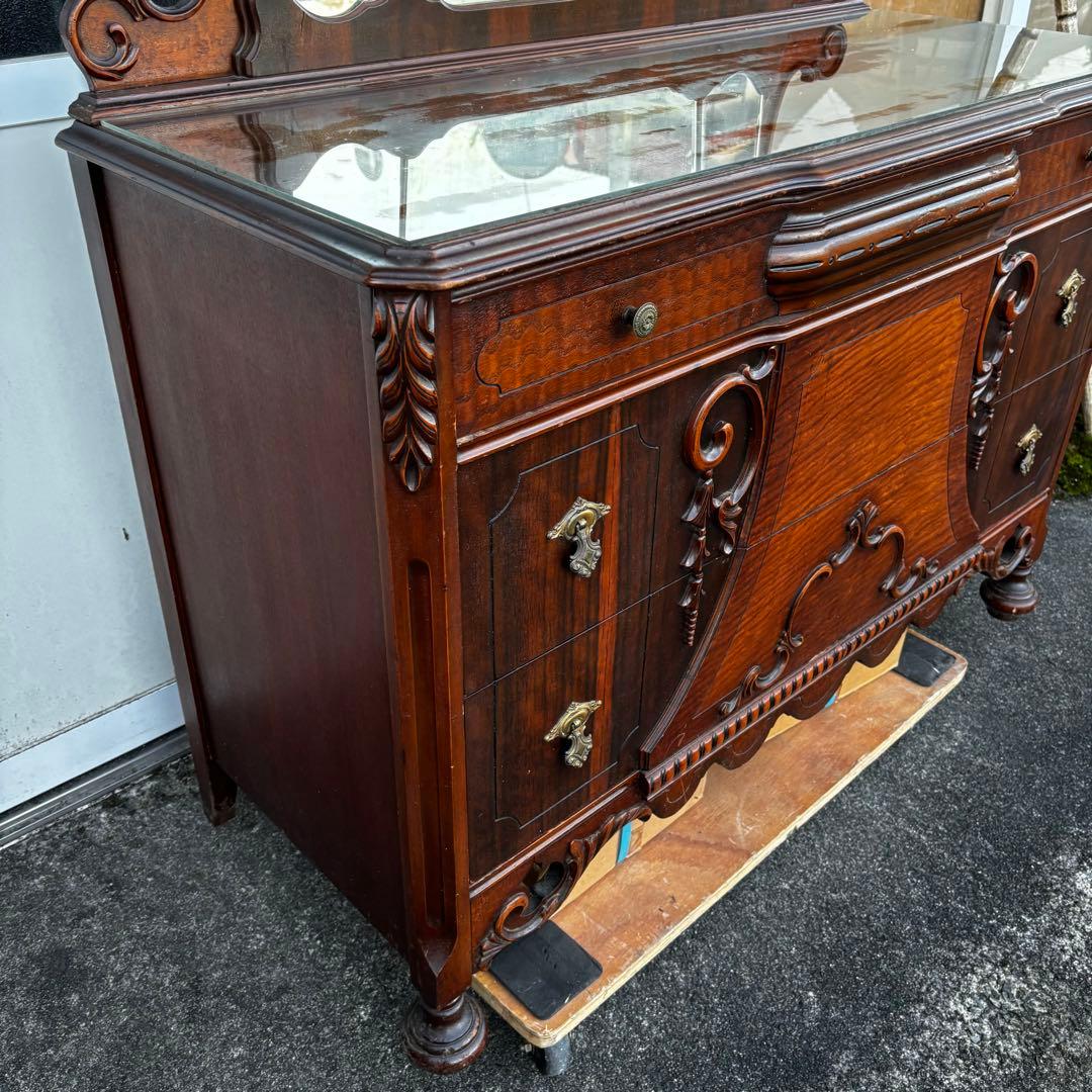 アンティーク　キャビネット　ドレッサー　ミラーバックサイドボード