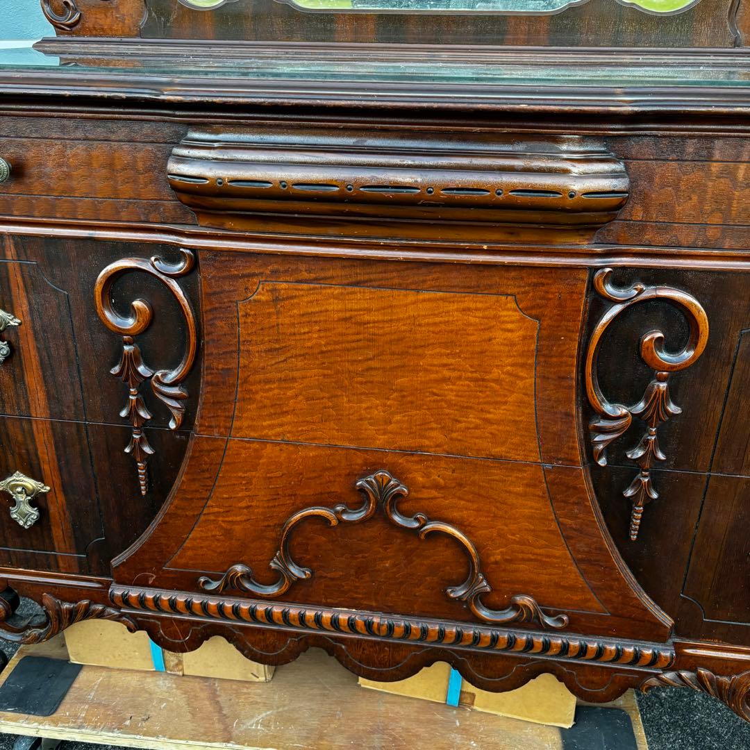 アンティーク　キャビネット　ドレッサー　ミラーバックサイドボード