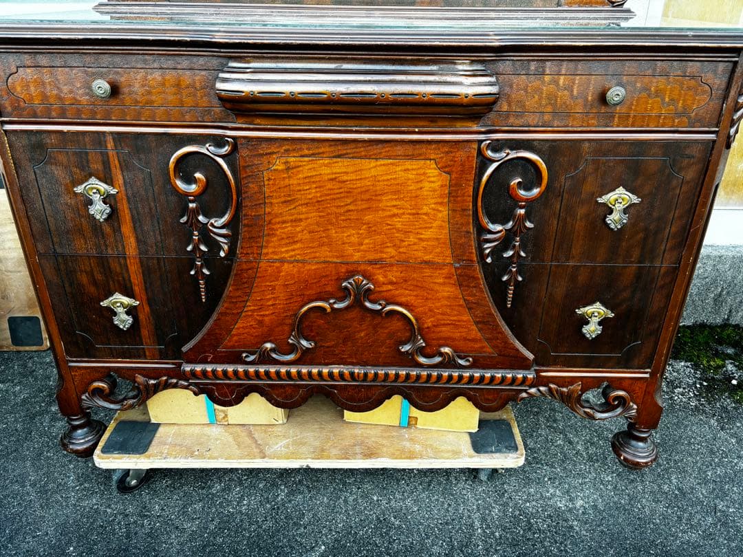 アンティーク　キャビネット　ドレッサー　ミラーバックサイドボード