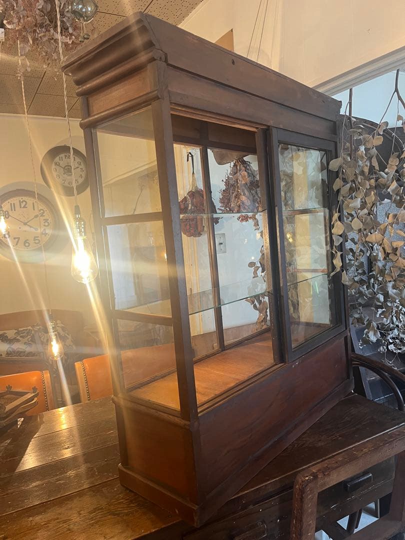 引き取り限定✰古いガラスショーケースキャビネットアンティークヴィンテージ店舗什器