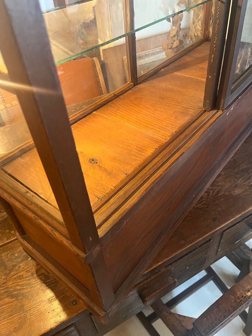 引き取り限定✰古いガラスショーケースキャビネットアンティークヴィンテージ店舗什器