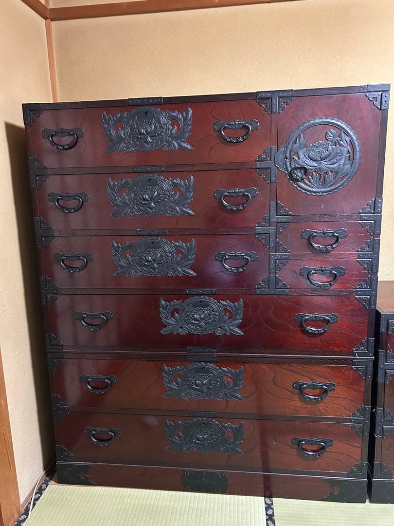 木製箪笥 引き出し昭和レトロ 古家具 和箪笥 ビンテージ 仙台民藝箪笥