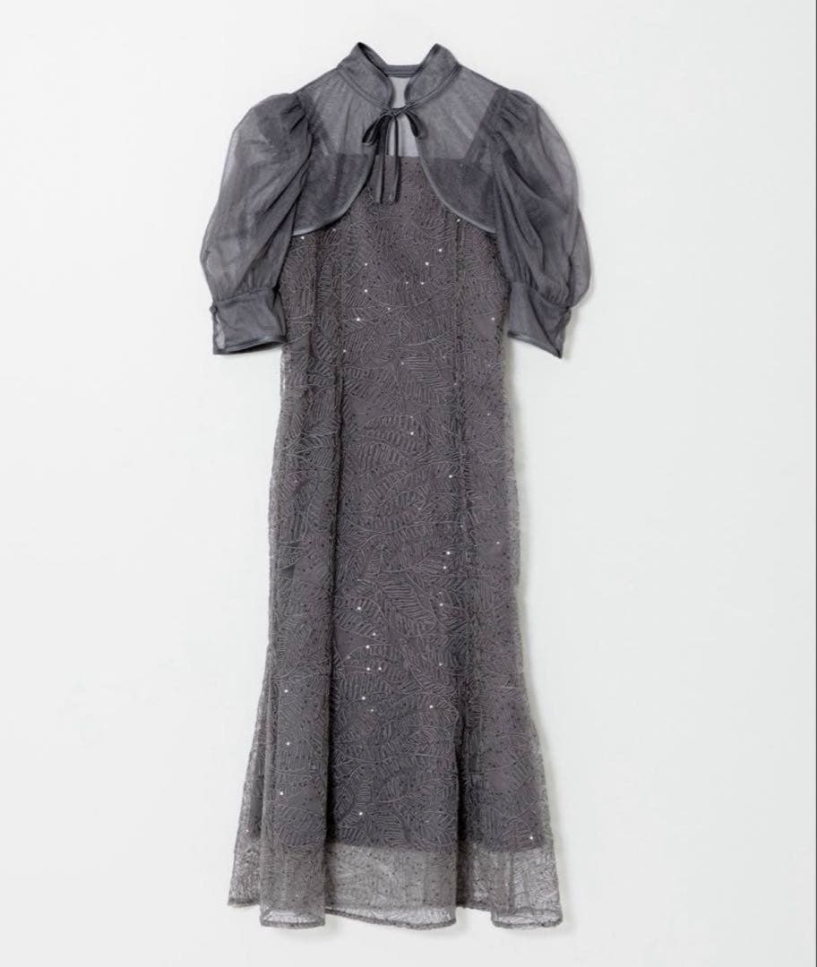 LEJA パーティードレス 結婚式 パーティドレス グレー ボレロ