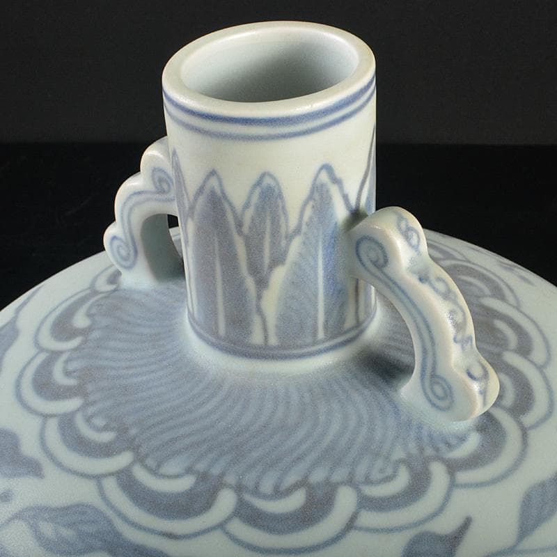 中国　青花　果実文　双耳天球瓶　合わせ箱付　M　R5232B