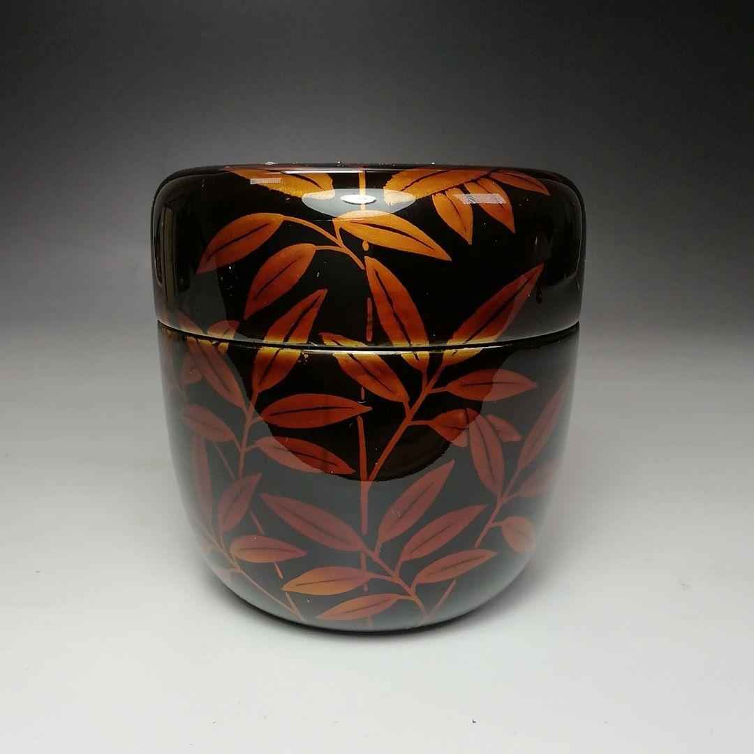 Ｓ６５０　棗　『白檀塗　笹蒔絵』『大棗』『蒔絵師　中村香鳳』　共箱　茶道具