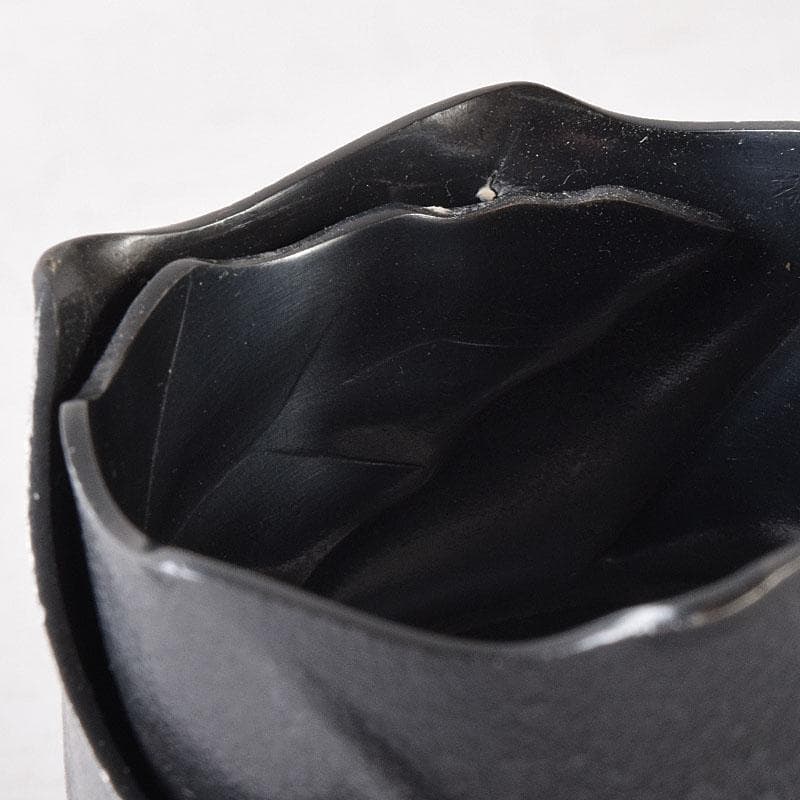 茶道具　風炉師　藤井宗喜作　唐銅　いぶし銀　一葉蓋置　共箱　C　R8189