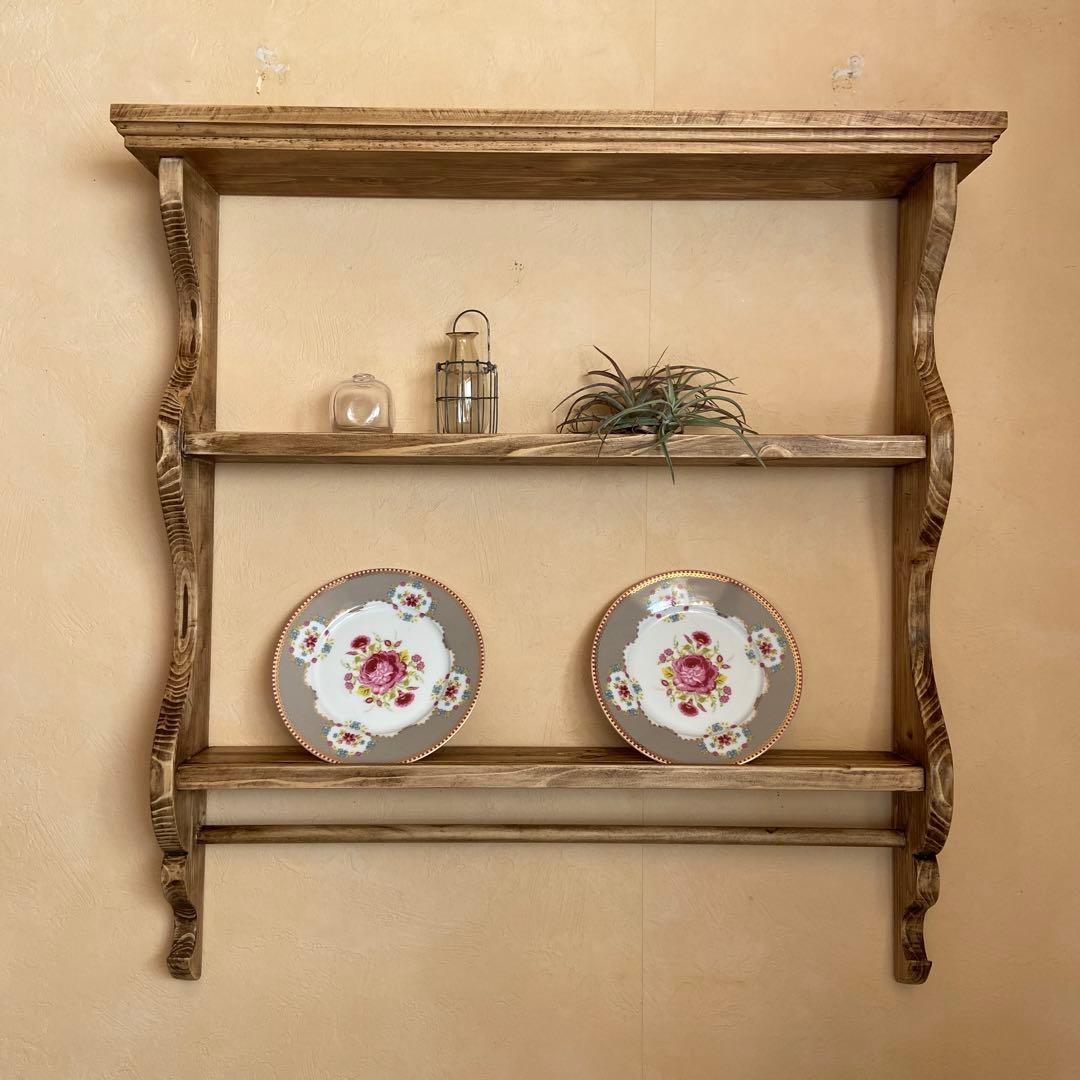 木製 2段シェルフ 曲線デザイン 2台