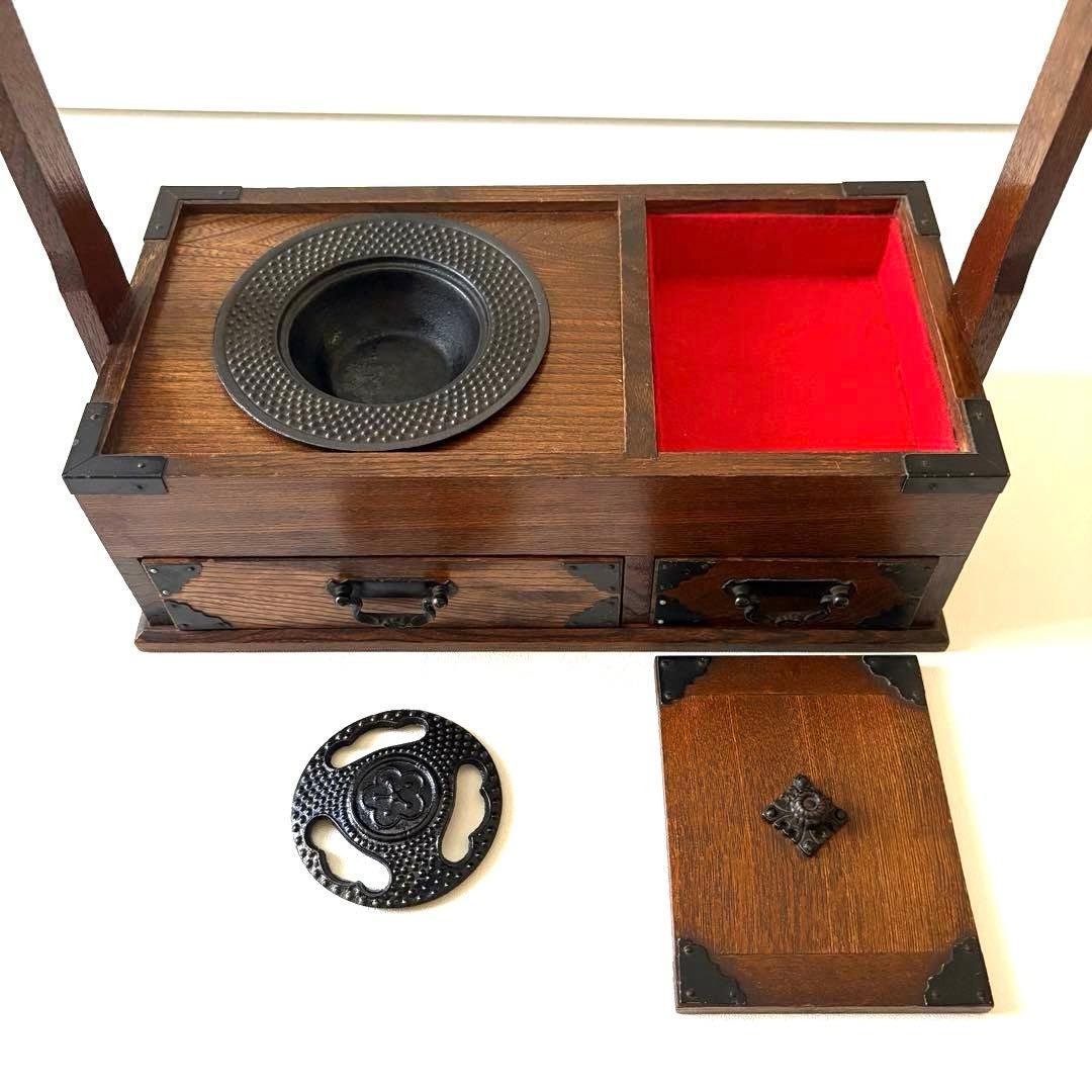手提げ煙草盆木製収納ボックス