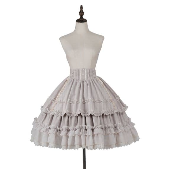 星箱works オースティン ストライプ柄 レースフリル スカート 生成