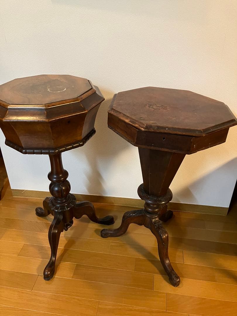 木製八角形サイドテーブル　アンティーク　イギリス