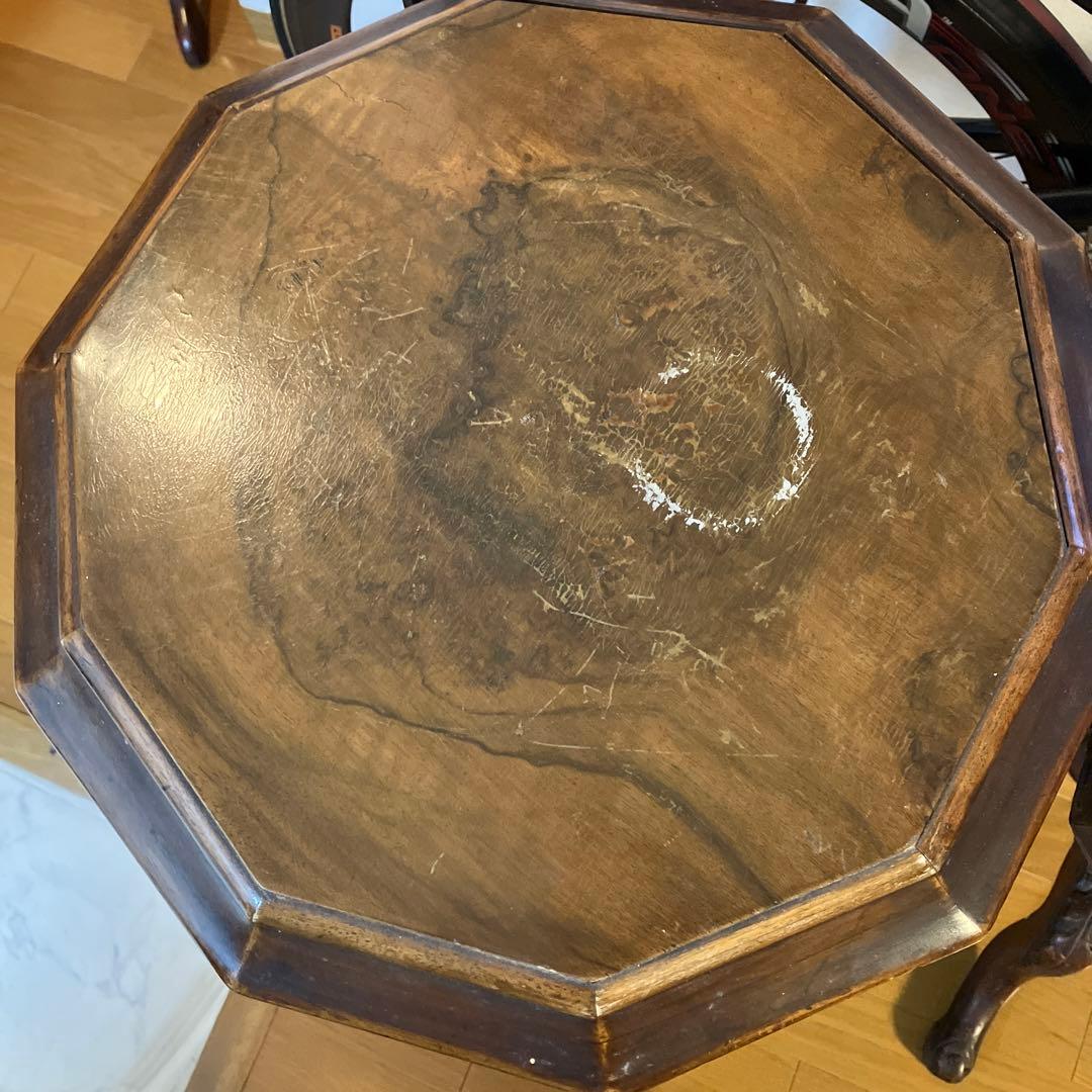 木製八角形サイドテーブル　アンティーク　イギリス