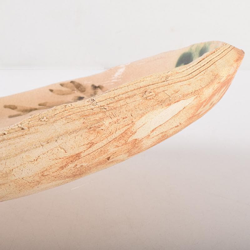 北大路魯山人作　織部　蟹絵　皿　時代箱付　V　R7715