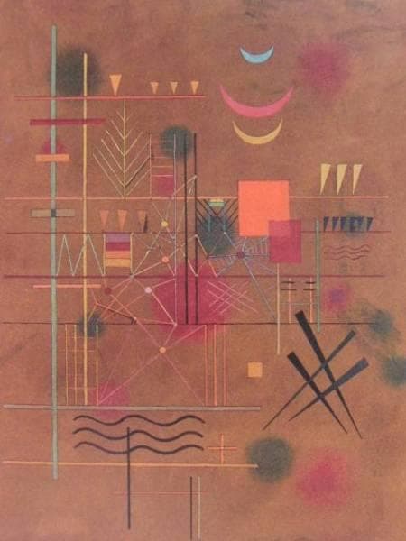 ヴァシリィ・カンディンスキー、網の中の赤、希少な画集より、高級額装付