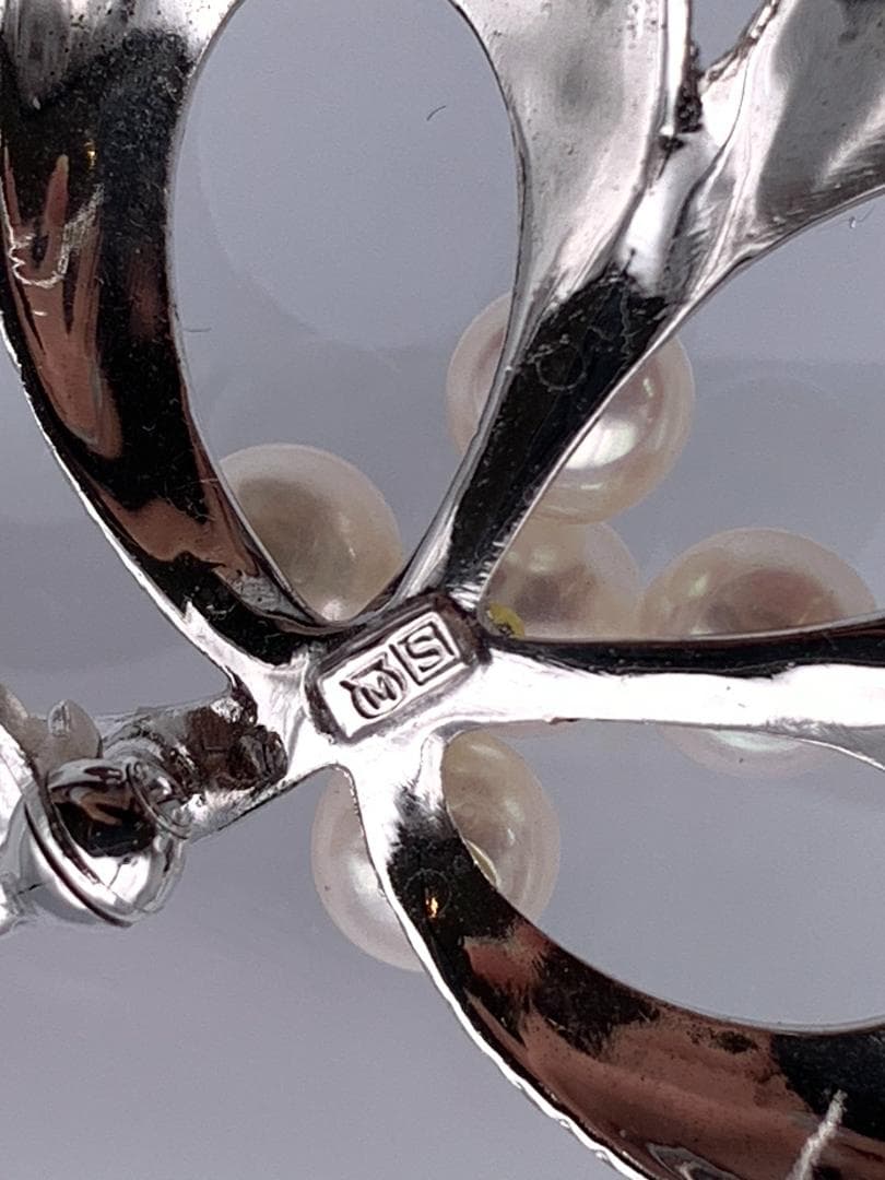 【美品】MIKIMOTO　ミキモト　真珠パール　ブローチコサージュ　リーフ