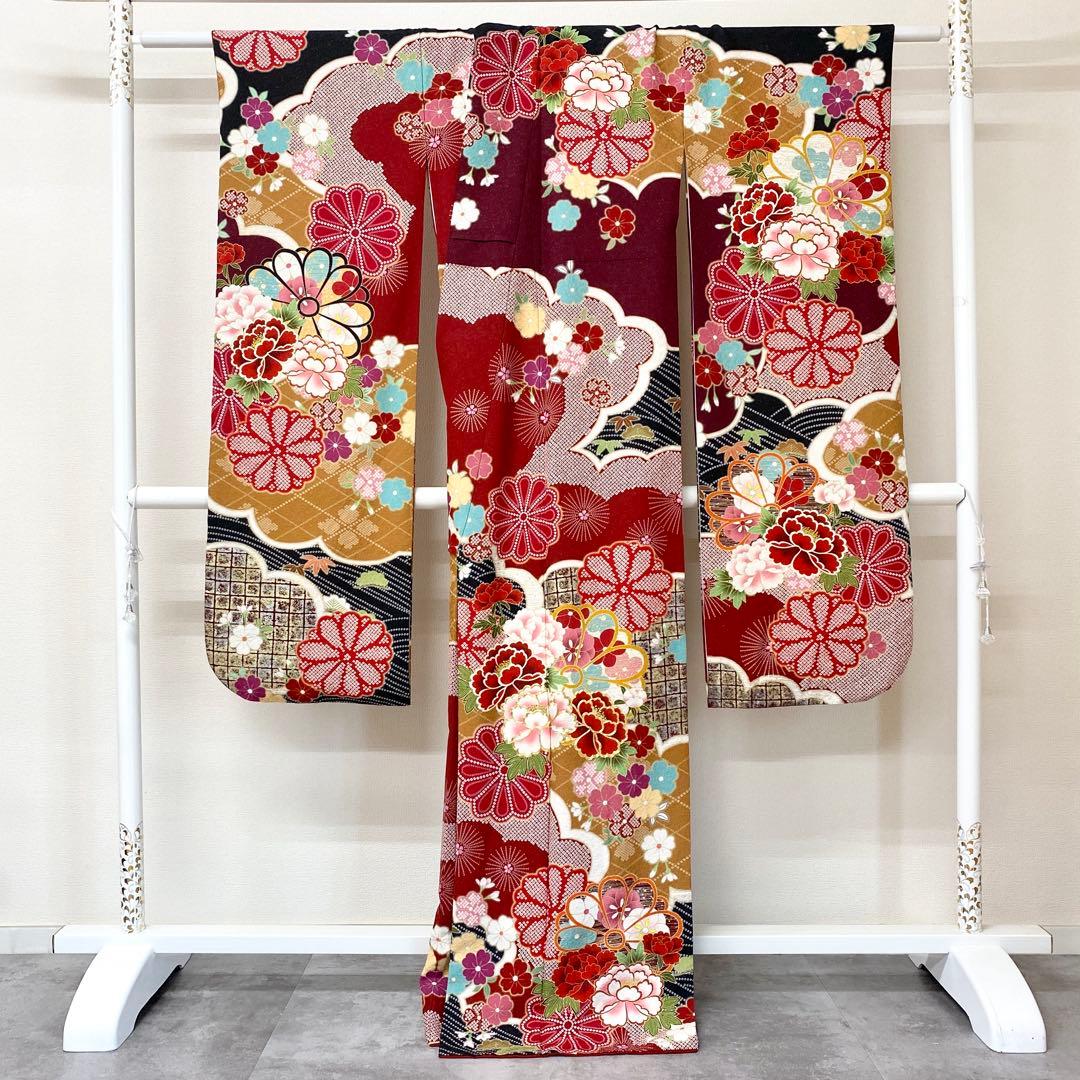 ⭐︎K0831 美品 正絹 振袖 レンタル店放出品 ガード加工 古典柄 11号