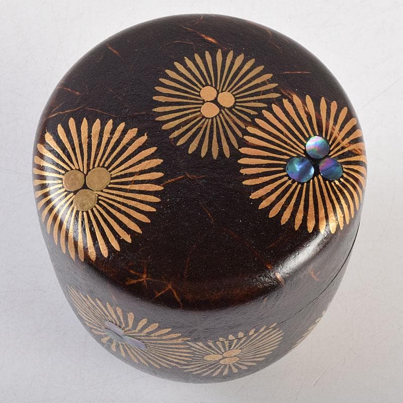 茶道具　築城筑良作　和紙張　唐松　大棗　共布共箱　M　R9264