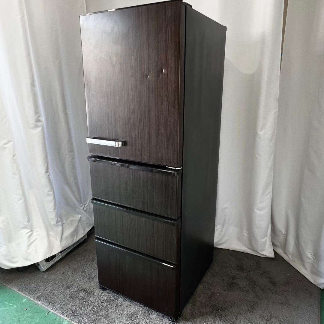 761⭕️設置無料　冷蔵庫　AQUA　大型　400ℓ　安い　中古　木目調　レトロ