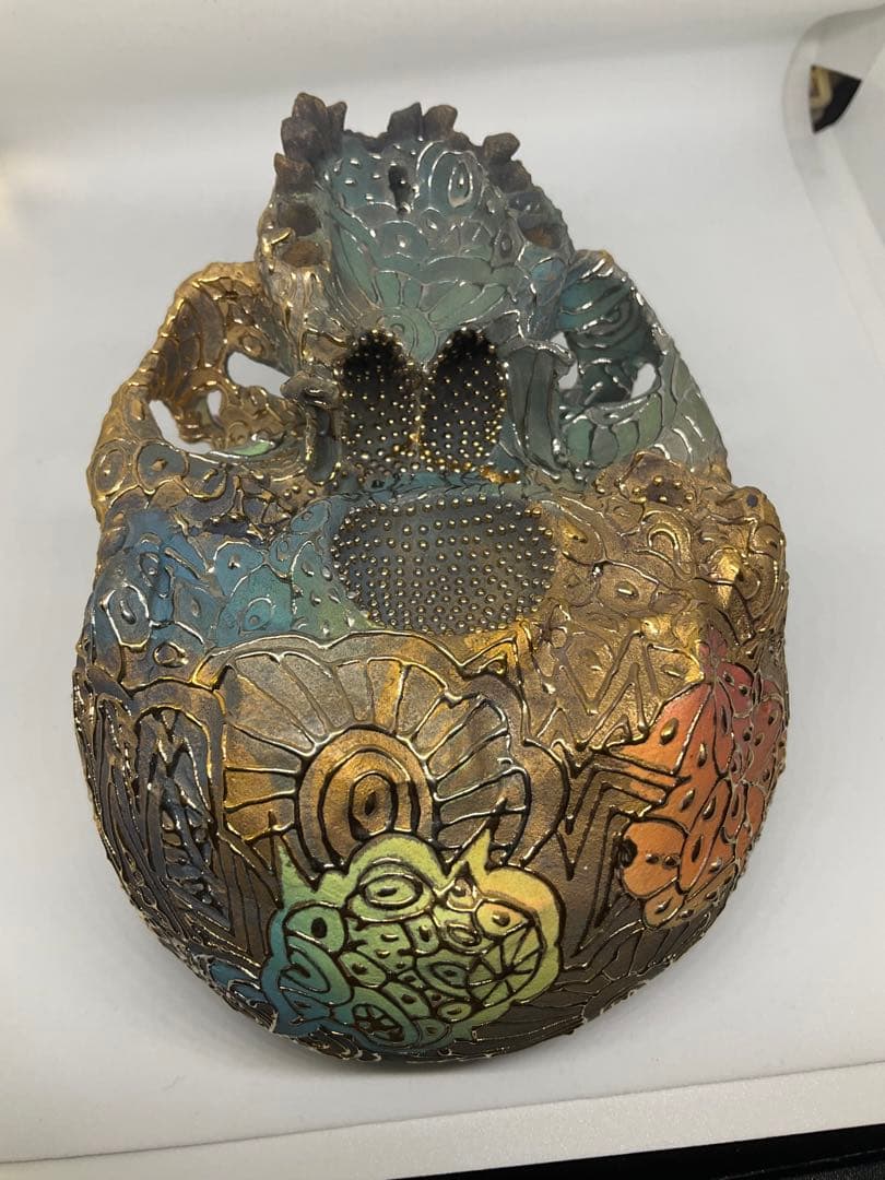 丸岡和吾×篠崎裕美子　コラボ　ドクロ　抹茶碗　プラチナ