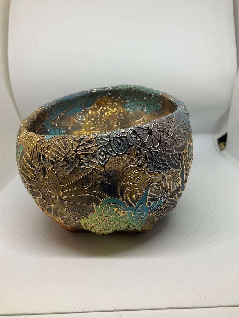 丸岡和吾×篠崎裕美子　コラボ　ドクロ　抹茶碗　プラチナ