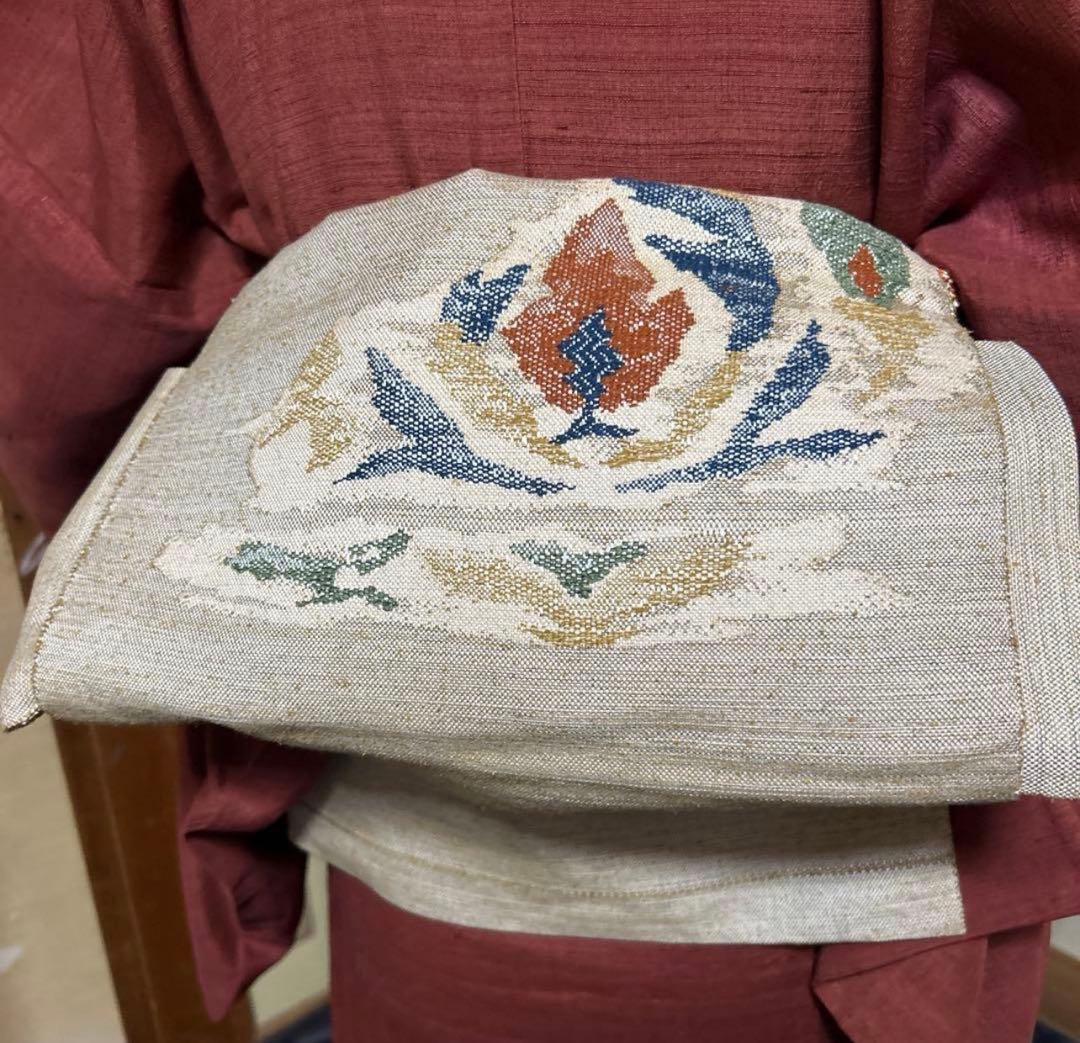 u*8様 未使用近い 美品　単衣 結城紬 小紋 80亀甲 フルセット 身丈162