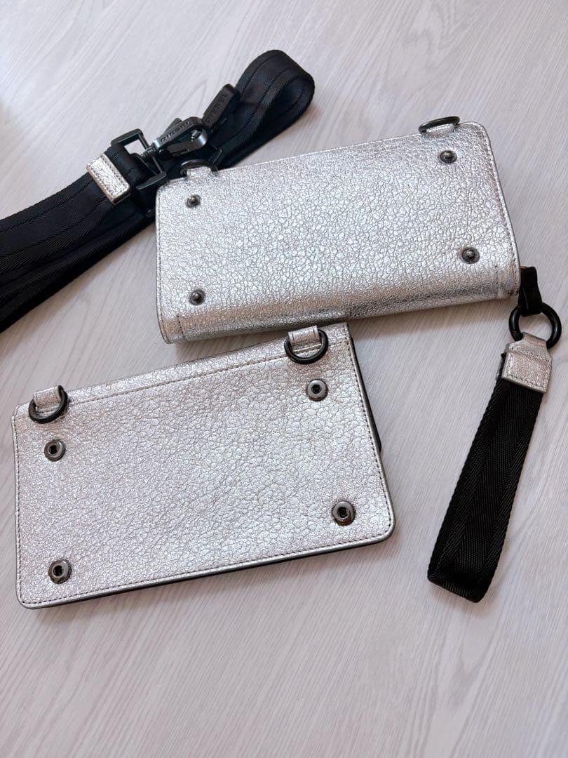 DIESEL ディーゼル ショルダー バッグ ロゴ シルバー 財布