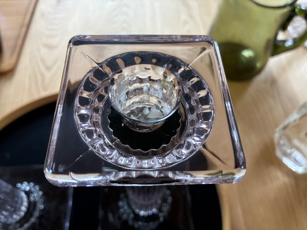 英国アンティーク　ガラス燭台ペア　キャンドルスタンド