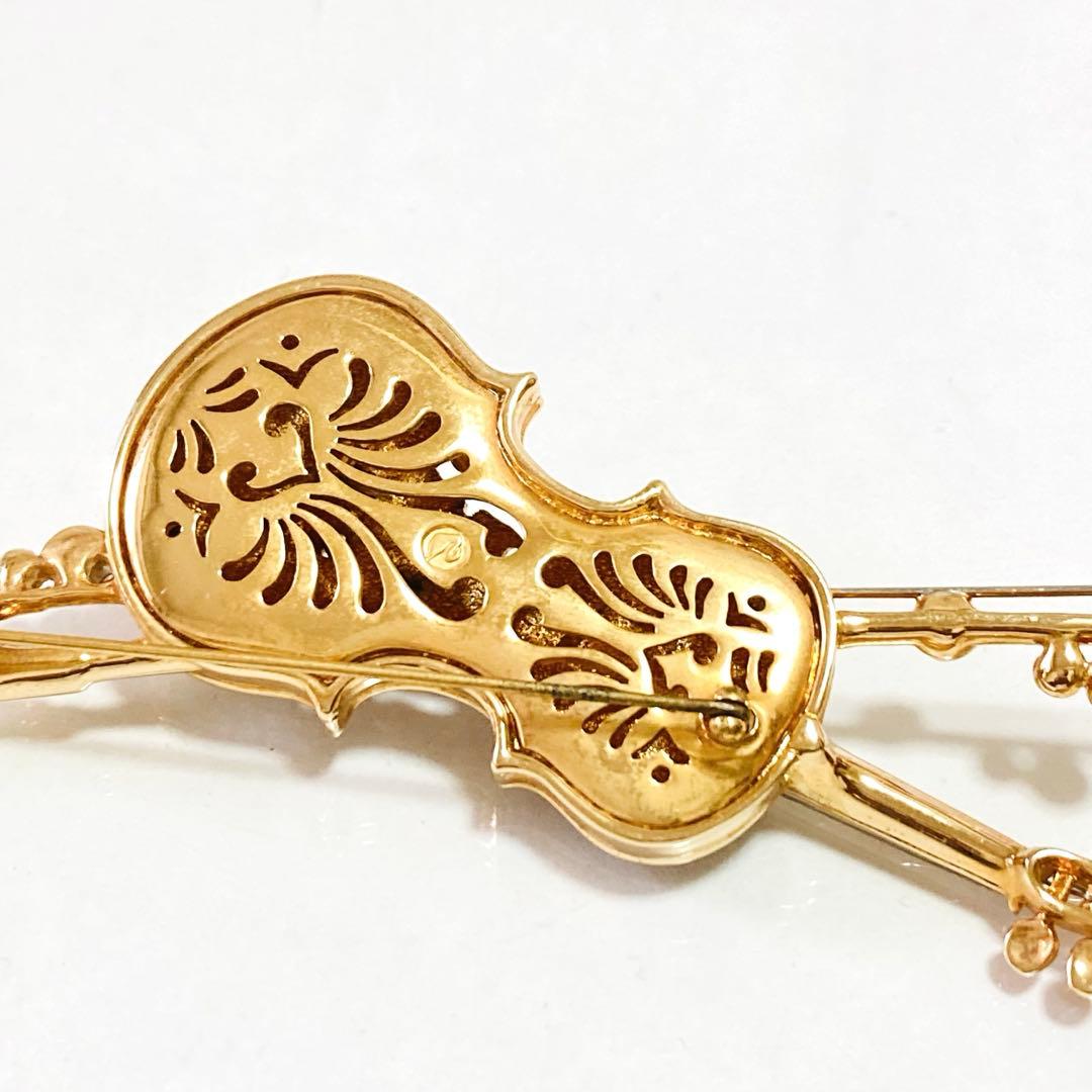 SWAROVSKI バイオリン ラインストーン 楽器 ブローチ F252068