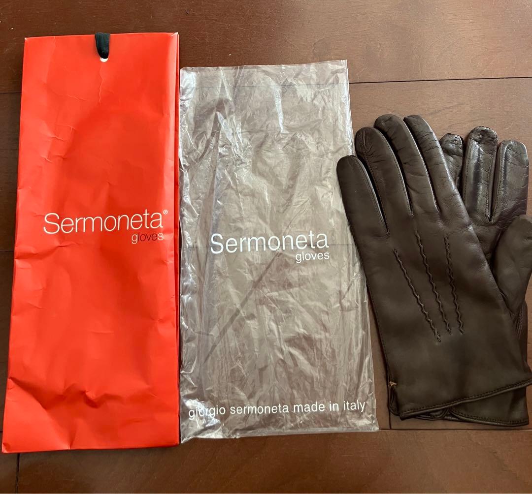 sermoneta glovesスエード本革　茶色手袋（内側カシミア）