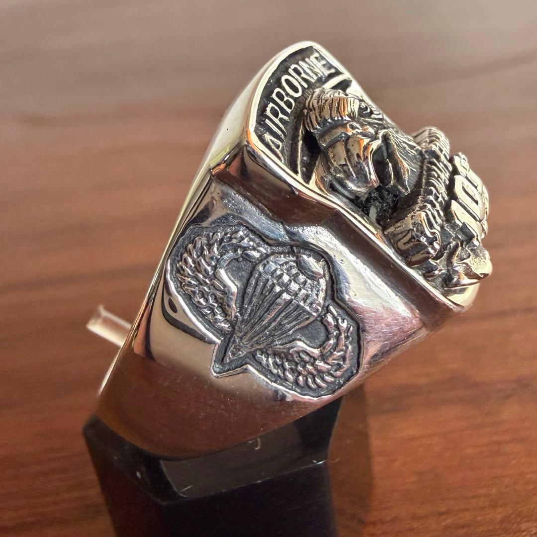 シルバー925無垢【新品】第101空挺師団　US ARMY カレッジリング 本物