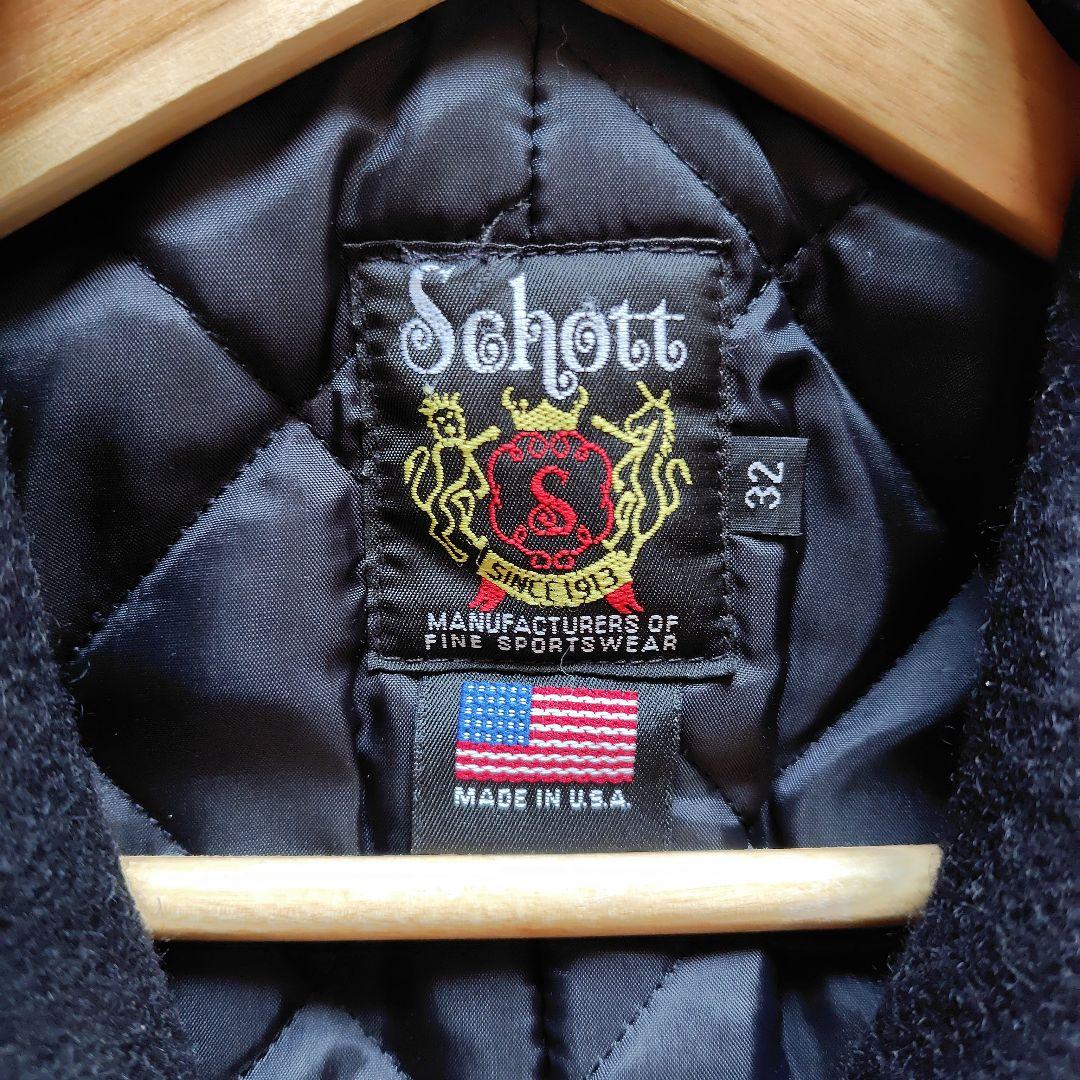 Schott ショット ワンスター ウール ライダース Pコート サイズ32 黒