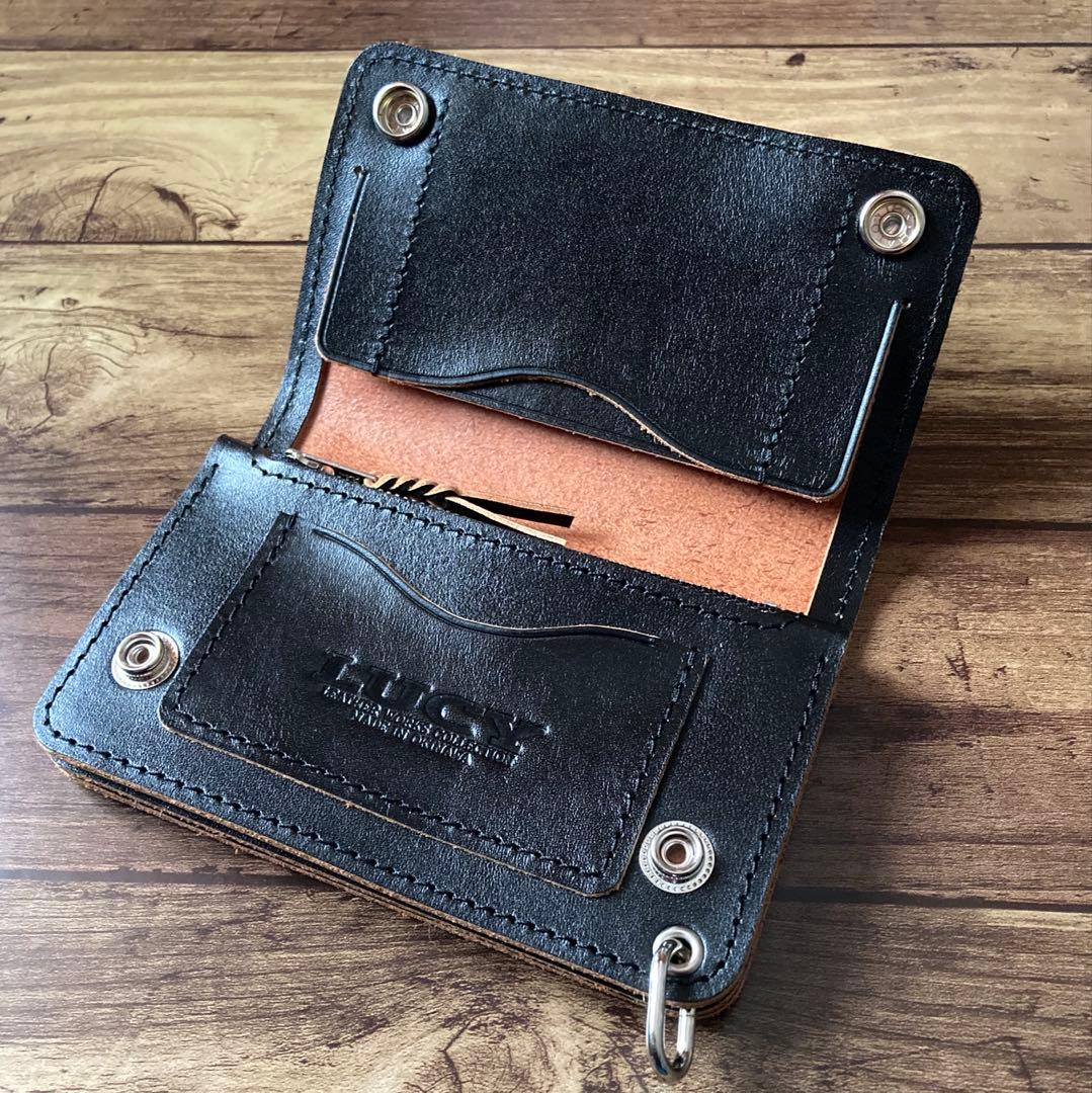 【おにぎり】ミドルトラッカーウォレット 茶芯ブラック【お札を折らずに収納】