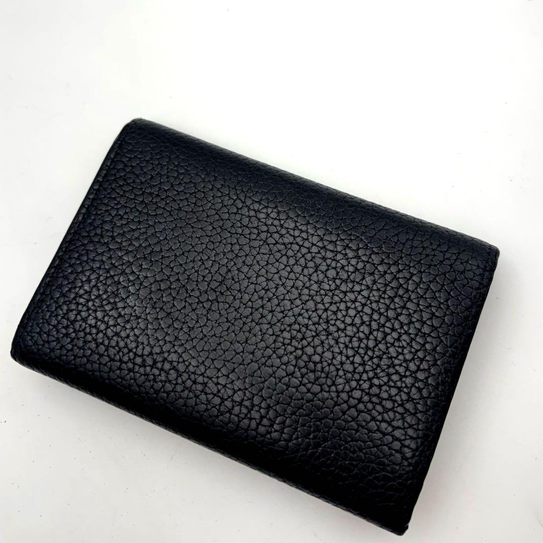 【美品】ルイヴィトン カプシーヌ コンパクト 3つ折り財布 フラワー ブラック