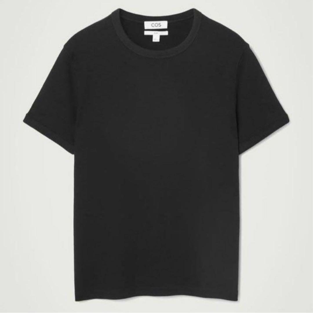 コス COS スリムフィットリブTシャツ 黒 Mサイズ