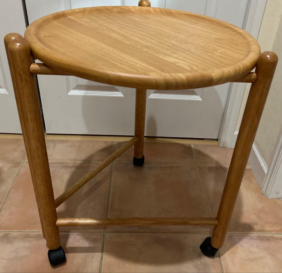 【manikoさま専用】北欧デザイン 木製　サイドテーブル キャスター③付き