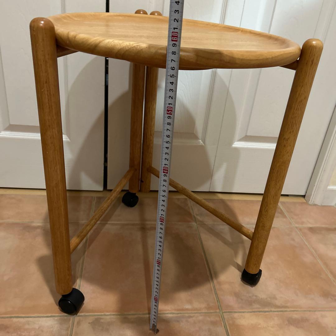 【manikoさま専用】北欧デザイン 木製　サイドテーブル キャスター③付き