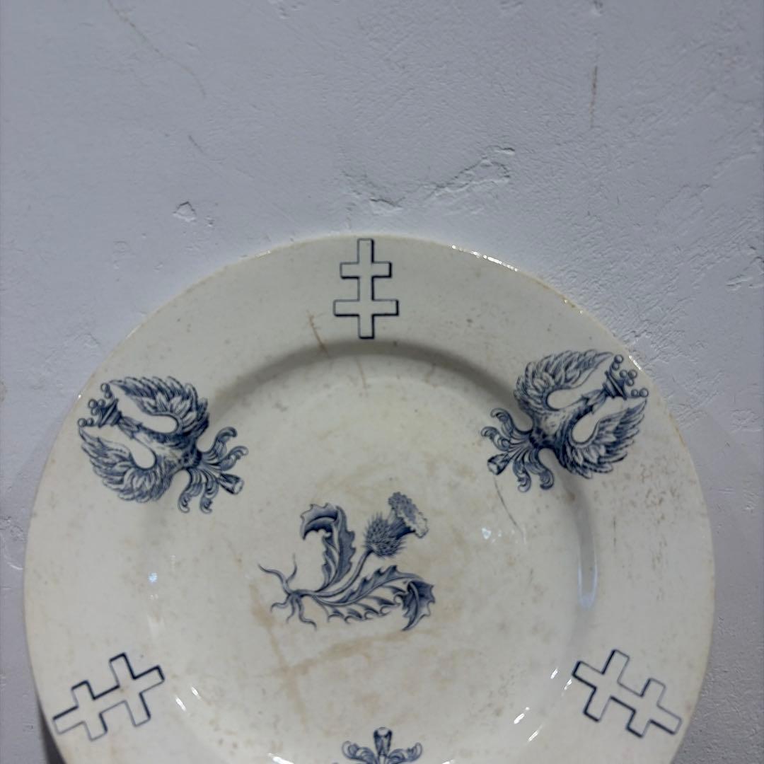 フランスアンティーク　リュネヴィル窯ロレーヌ十字　リムプレート　平皿