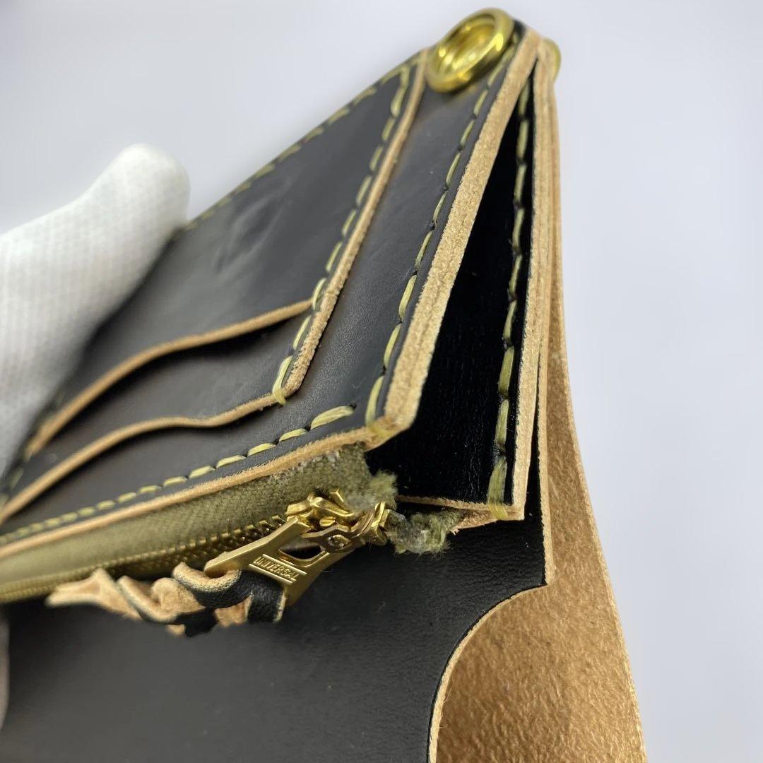 折らずお札収納 丘染めブラックの無骨トラッカーウォレット