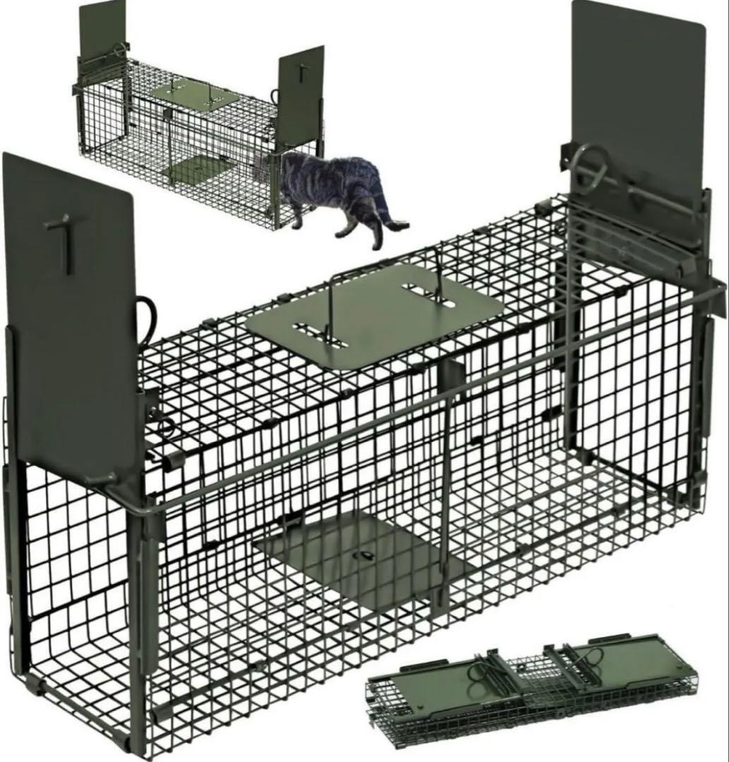 動物用 捕獲器 猫の保護器 （ 102x38x27CM） 簡単組立 設置 畑 庭