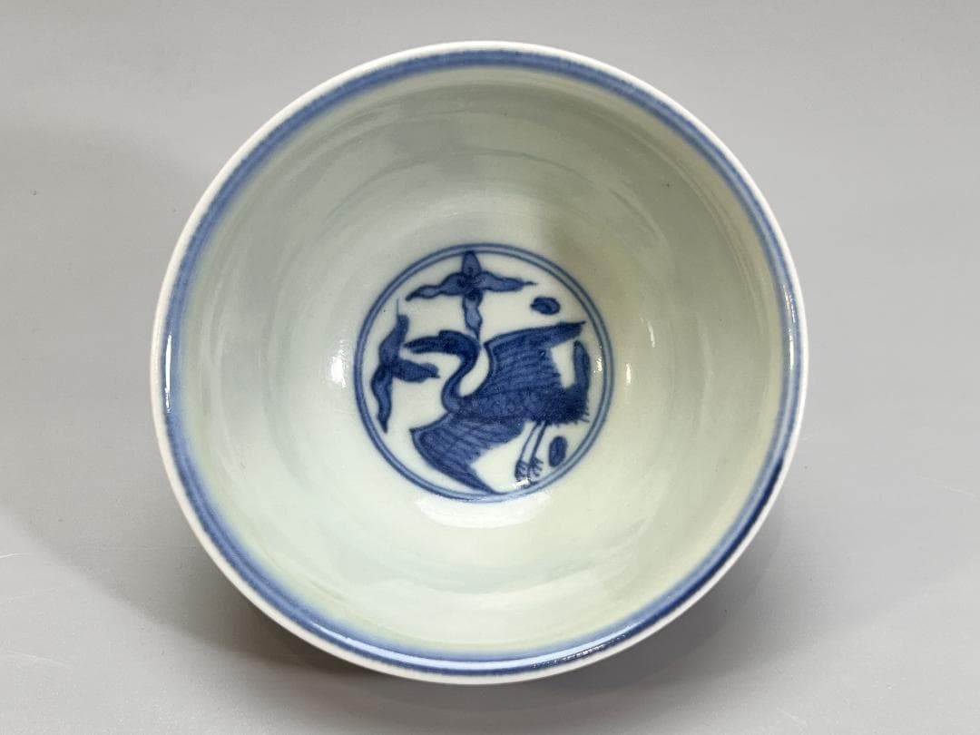 中国美術 明時代 青花鳳紋碗 染付碗 共箱 明 万暦年 古董品 尊 高6.5cm