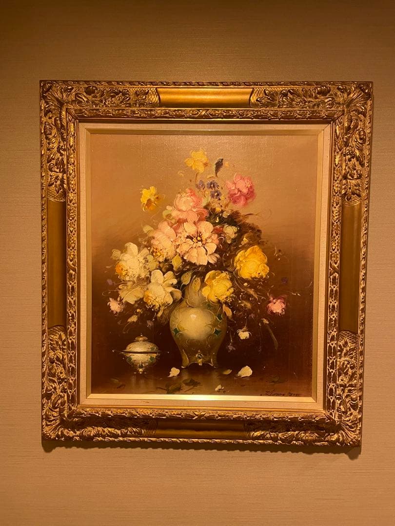 油絵  花　大きめサイズ　ハンガリー作家