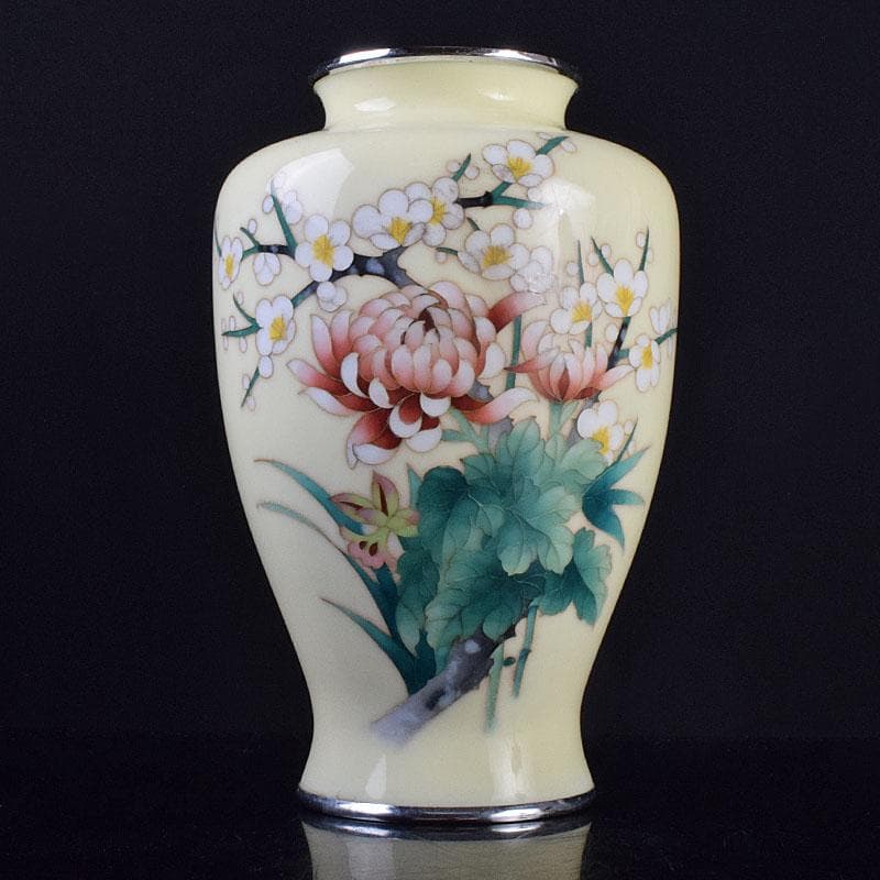 七宝焼　四君子文　花瓶　V　R9273