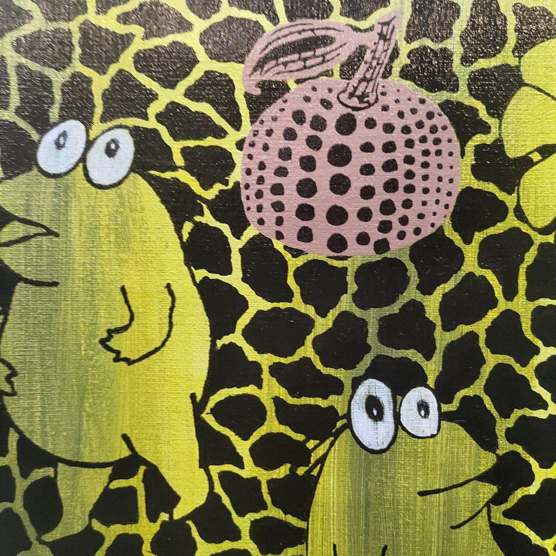 内山田画廊　s6号　アクリル画 キャラクターと花のデザイン