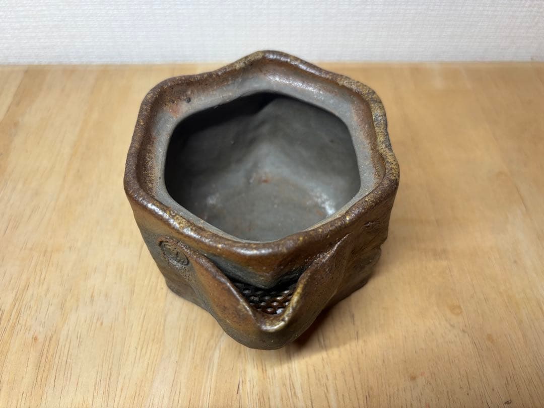 55.備前焼 宝瓶 登り窯 亀 かめ カメ 六角 手びねり 急須