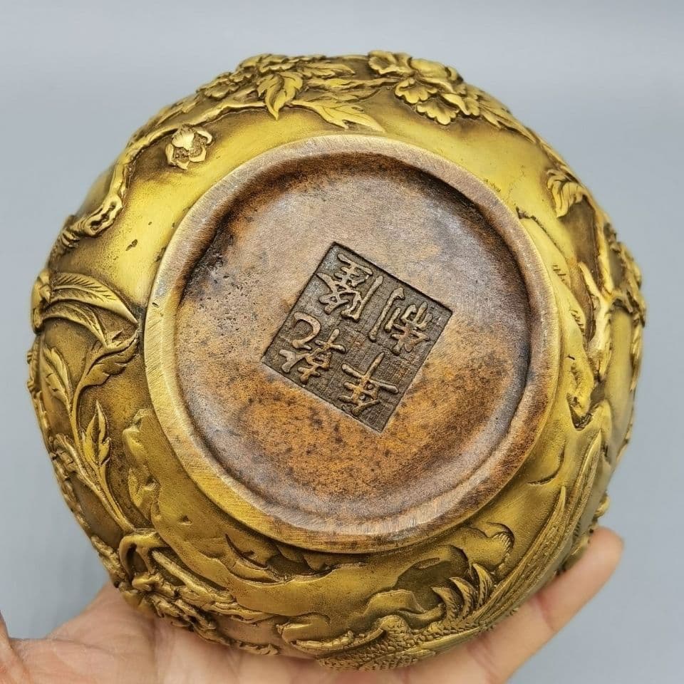 銅器 麒麟暖手炉 花鳥香薫炉 香道具 装飾品 工芸品 置物